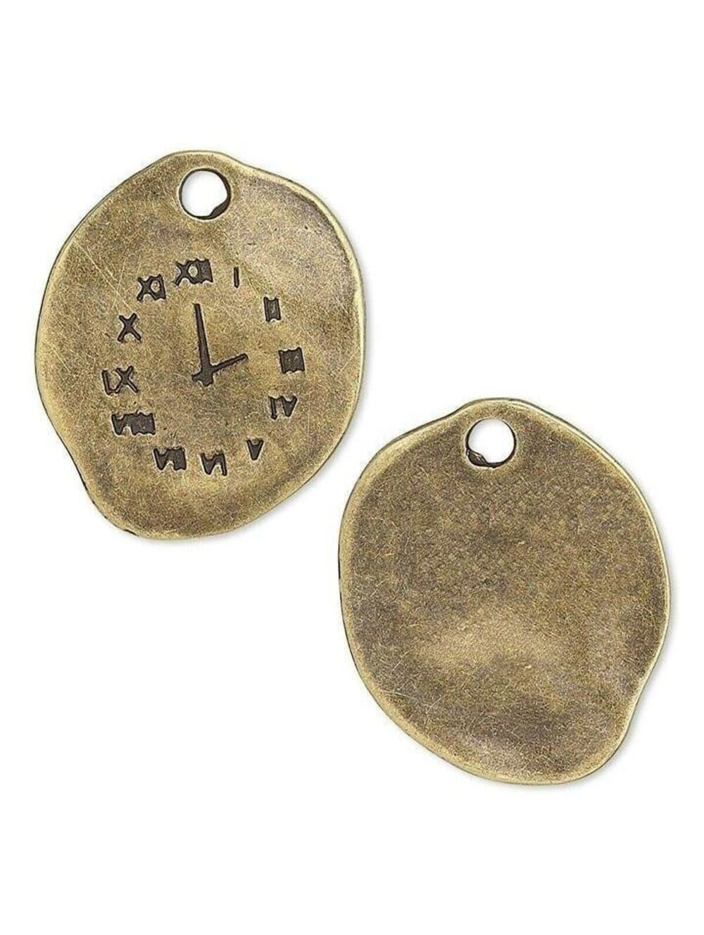 10 Antiqued Brass Pewter Salvador Dali Style 25x21mm Clock Face Charms Pendants